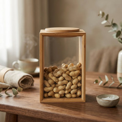 Glass & Wood Jar Large